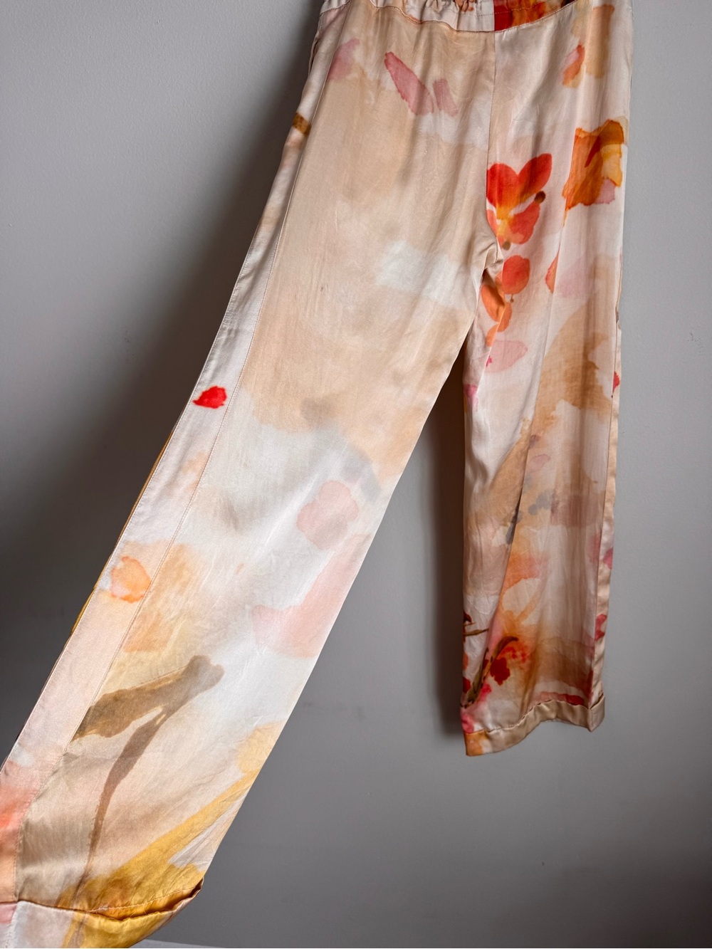 Vintage FERRE Floral Lounge Set 44 | Watercolor Print Top & Wide Leg Pants - Picture 16 of 16